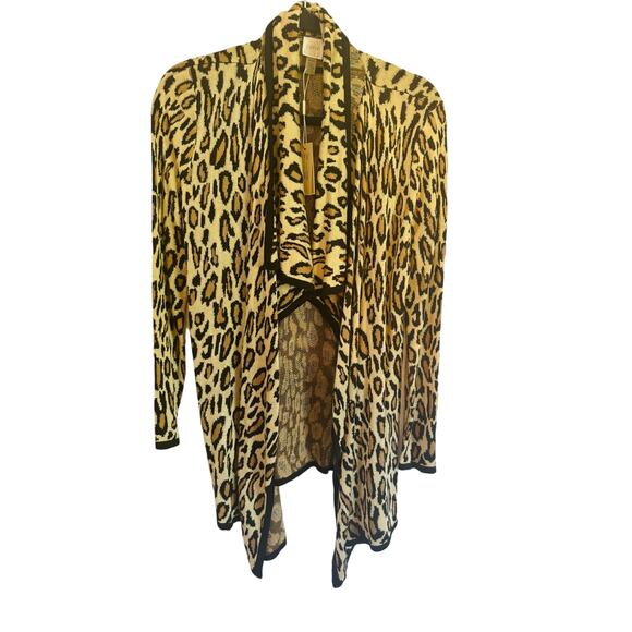 NWT Cupio Leopard Print Open Front Drape Soft Knit Cardigan Sweater Womens M - Picture 4 of 10